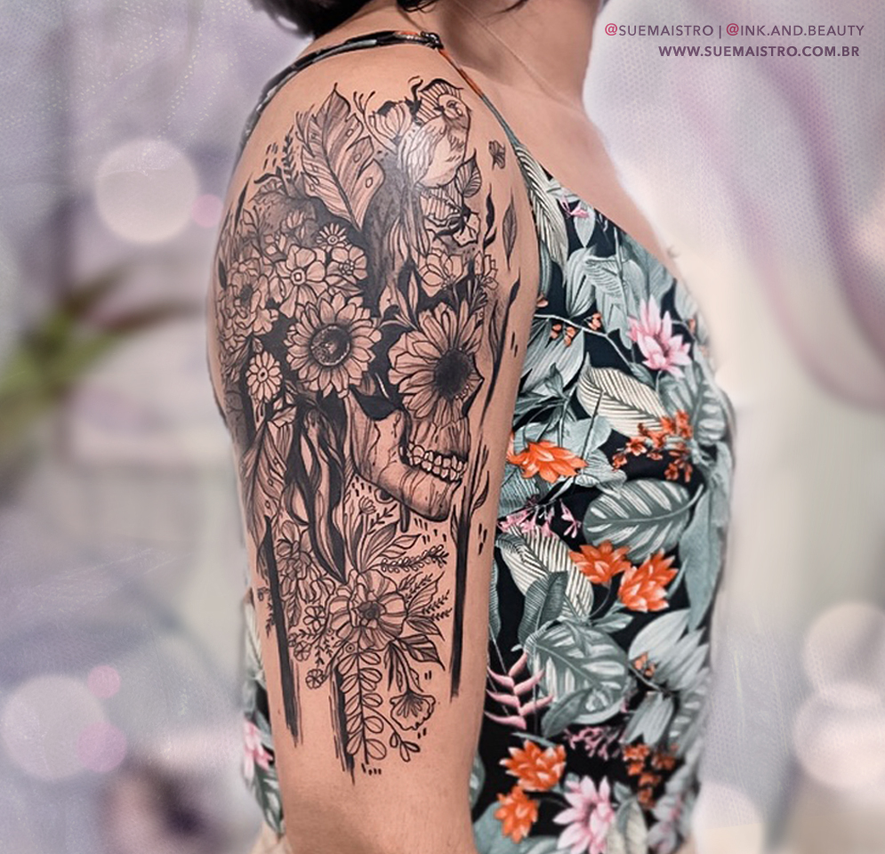 Tatuagem_Caveira_Flor_1