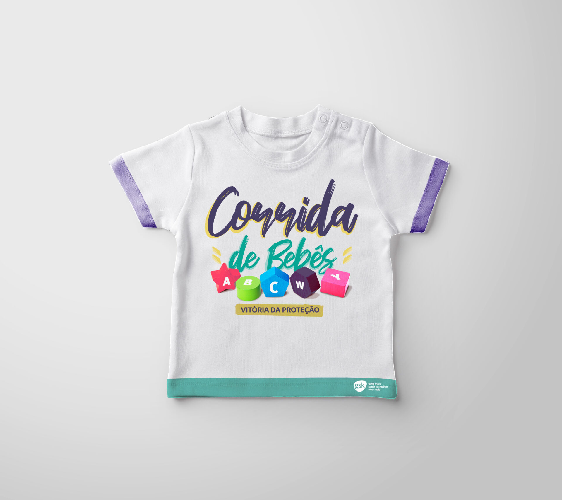 White T-shirt for Baby on Gray background for Mock up. ; Shutterstock ID 1335780512; Cliente/Job: -; CNPJ a Faturar: -; Vencimento da NF / Observa: -